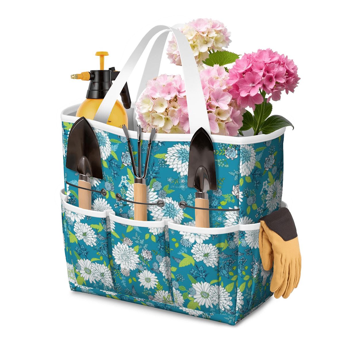 Chinoiserie Floral Teal Green White Elegant Garden Tool Bag - Mid Century Modern Gal
