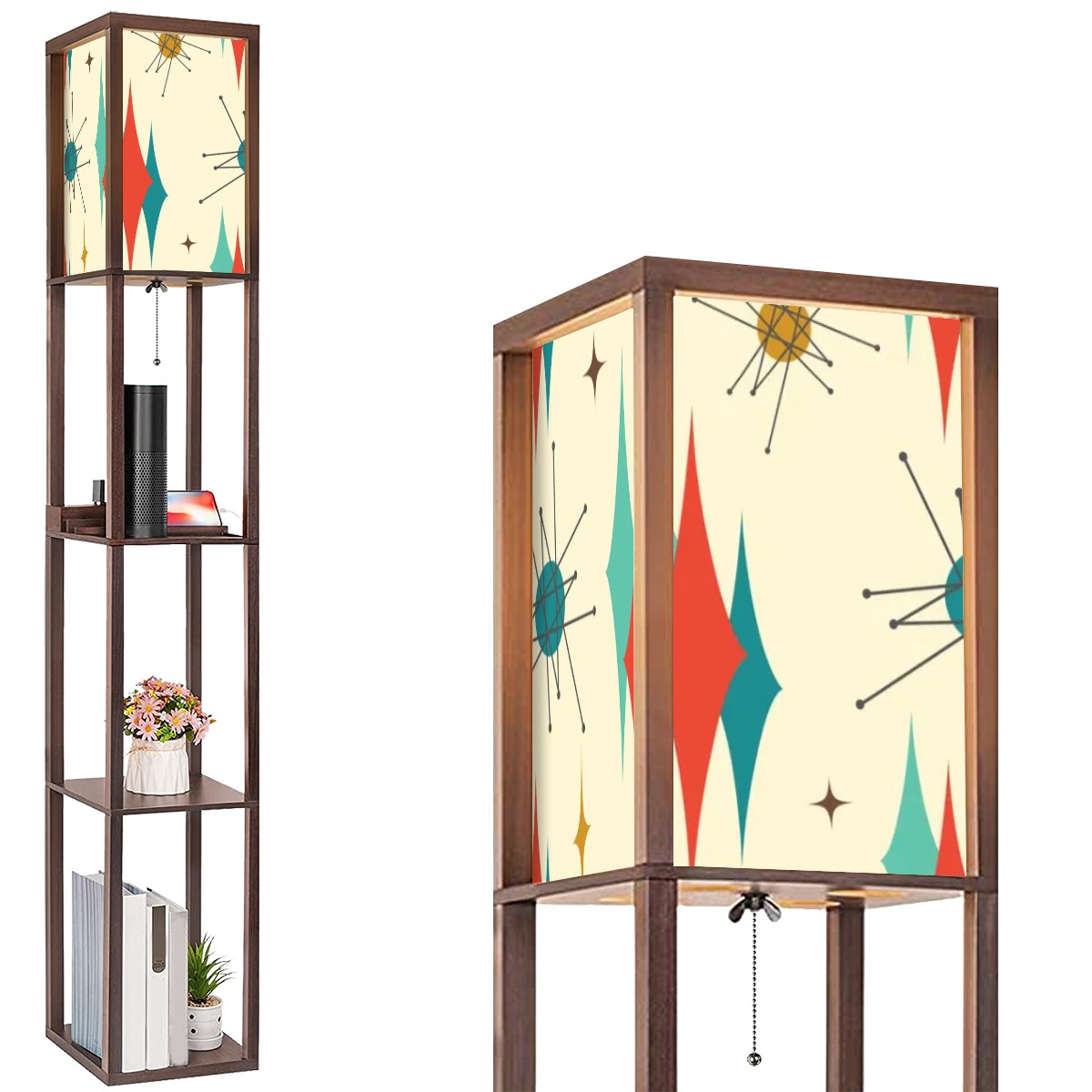 Mid Century Modern Franciscan Starburst, Floor Lamp with Shelves - Mid Century Modern Gal