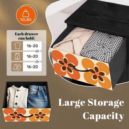 Groovy 60s Mod Flowers Orange Brown 4-Drawer Dresser - Mid Century Modern Gal