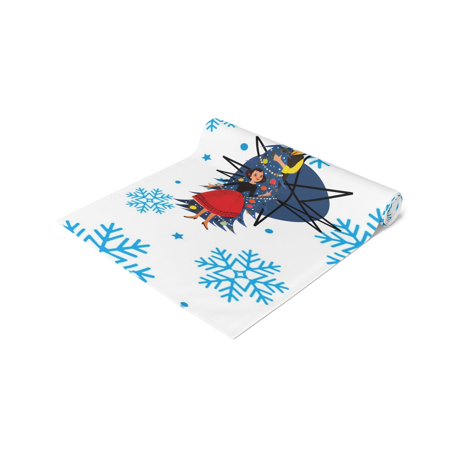 Kitschy 50s Holiday Snowflake Mod Table Runner