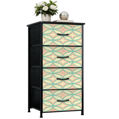 Mid Century Modern Starburst Diamond Pink, Mint Green 4-Drawer Dresser - Mid Century Modern Gal