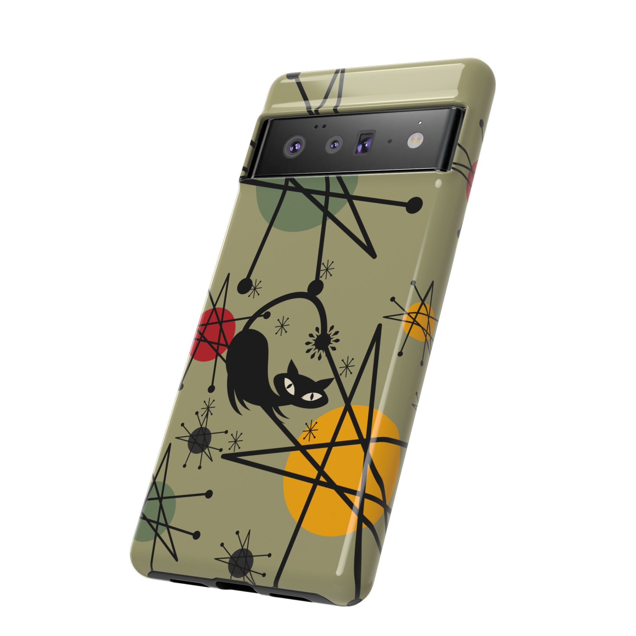 Mid Century Modern Atomic Cat, Retro Chic Groovy Mod Samsung, Smart Phone Tough Cases