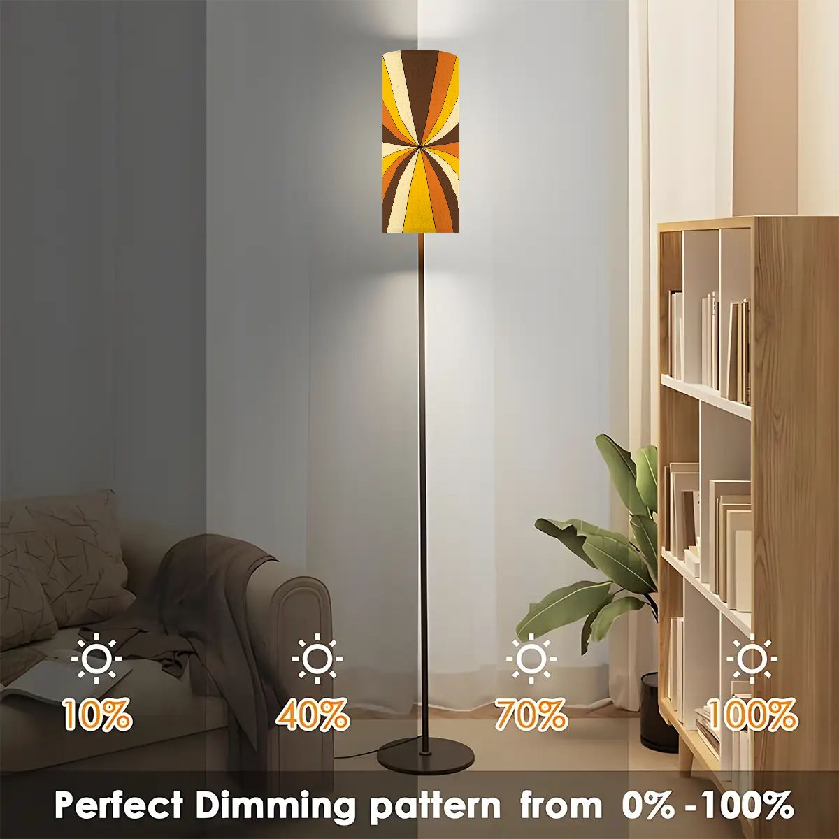 Retro 70s Groovy Brown, Yellow, Orange Mid Century Modern Floor Lamp - Mid Century Modern Gal