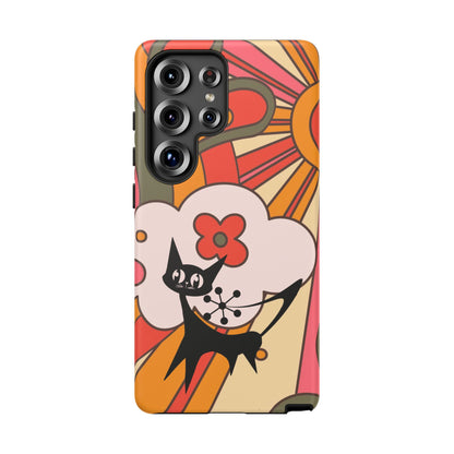 Atomic Cat, Retro Sunburst, Groovy Mod Smart Phone Tough Phone Cases