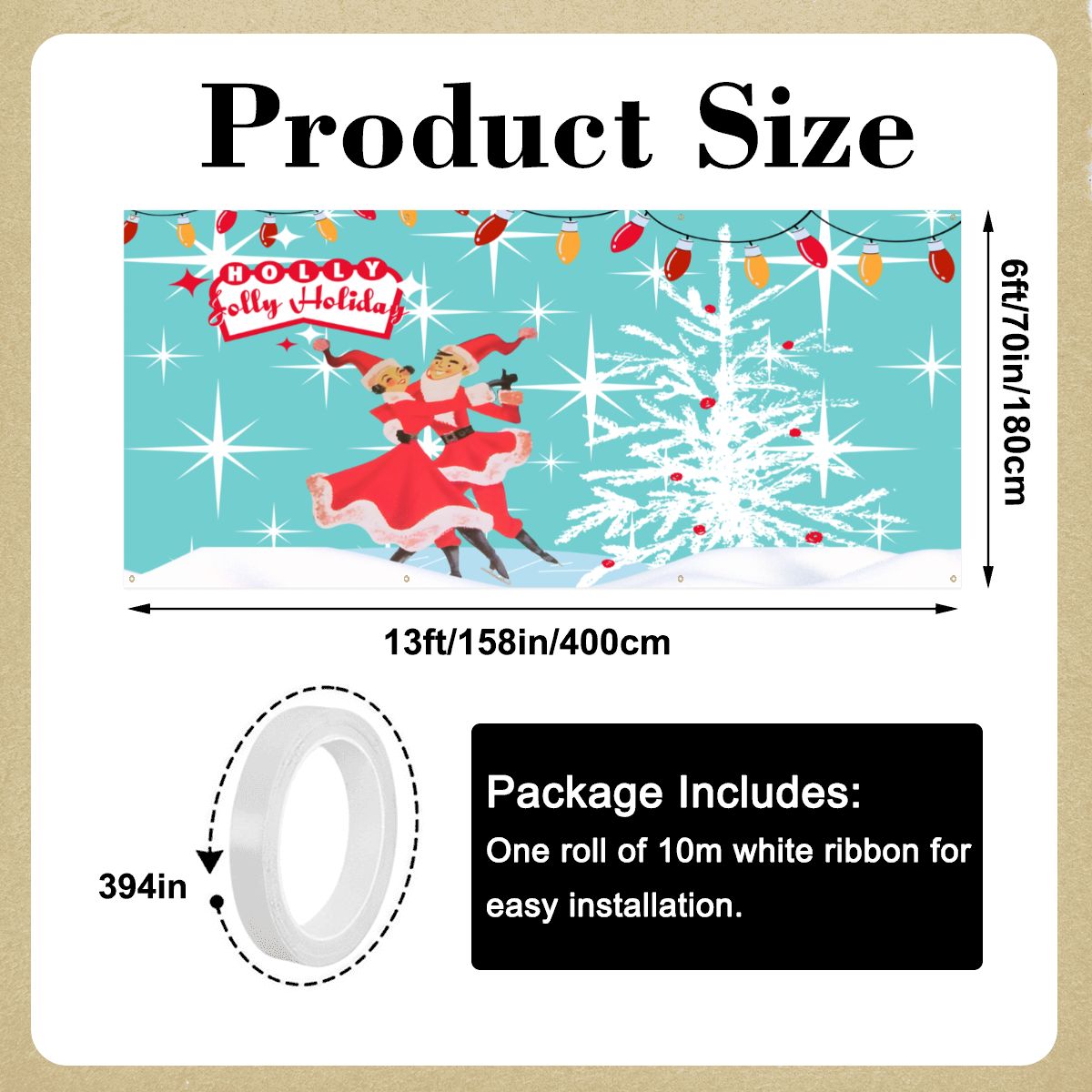 Holly Jolly Holiday 50s Kitschy Vintage Christmas Garage Door Banner Backdrop - Mid Century Modern Gal