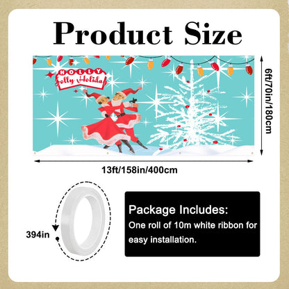 Holly Jolly Holiday 50s Kitschy Vintage Christmas Garage Door Banner Backdrop - Mid Century Modern Gal