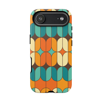 Mid Century Modern Orange, Teal Geometric Mod Designed Tough Phone Case