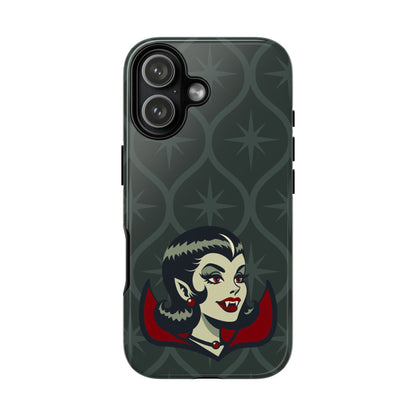 Vampire Dracula Girl Halloween Goth Horror Buff MCM Green Tough Phone Case