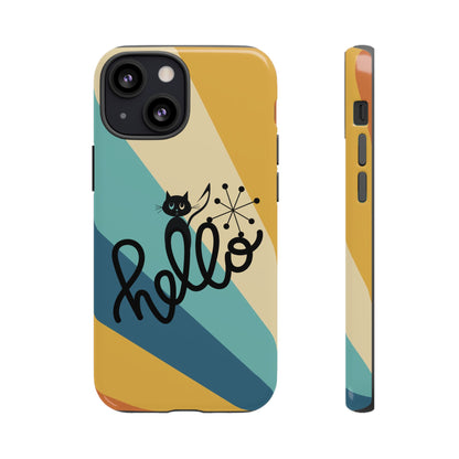Atomic Groovy Cat, Retro, Kitschy, Hello Starburst, Mid Mod Smart Phone Tough Phone Cases - Mid Century Modern Gal