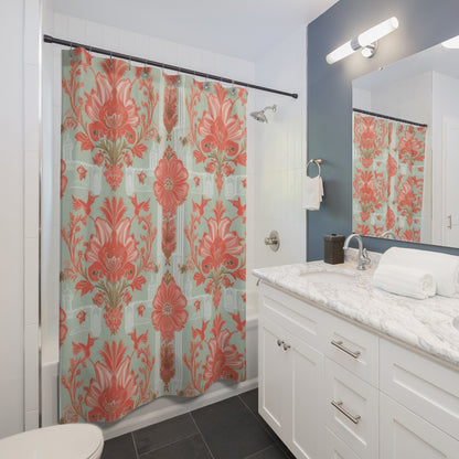 Chinoiserie Floral Elegance Shower Curtain - Vintage Inspired Design for a Chic Bathroom - Mid Century Modern Gal