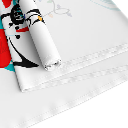 Atomic Cat Retro Christmas Mid Century Modern White MCM Designs Table Runner - Mid Century Modern Gal