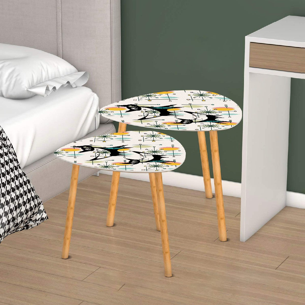 Atomic Cat Mid Century Modern Starburst, Retro Nesting Tables - Mid Century Modern Gal