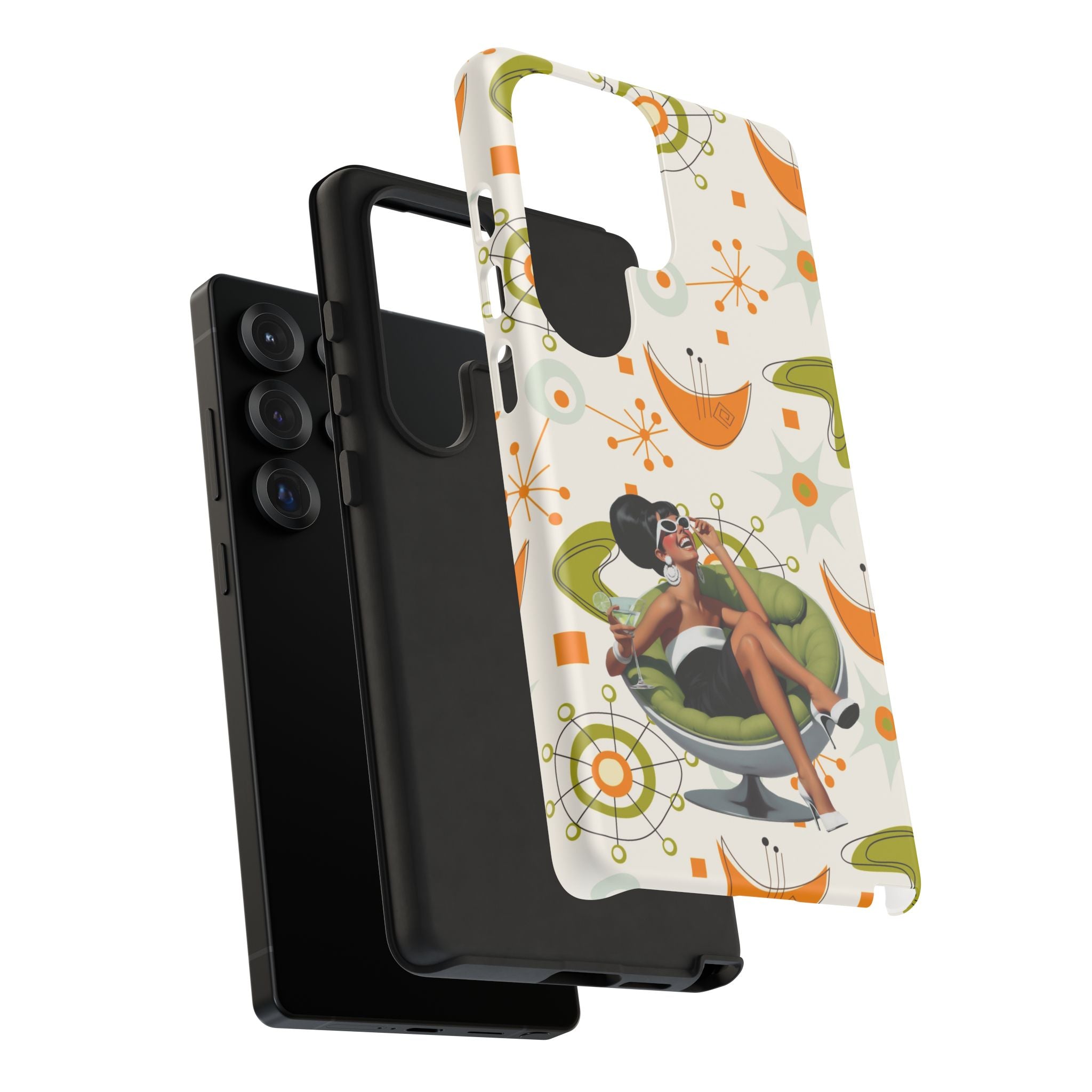 Mid Century Modern Atomic Starburst Mid Mod 60s Gal Retro Chic Tough Phone Case with Vintage Glamour Design