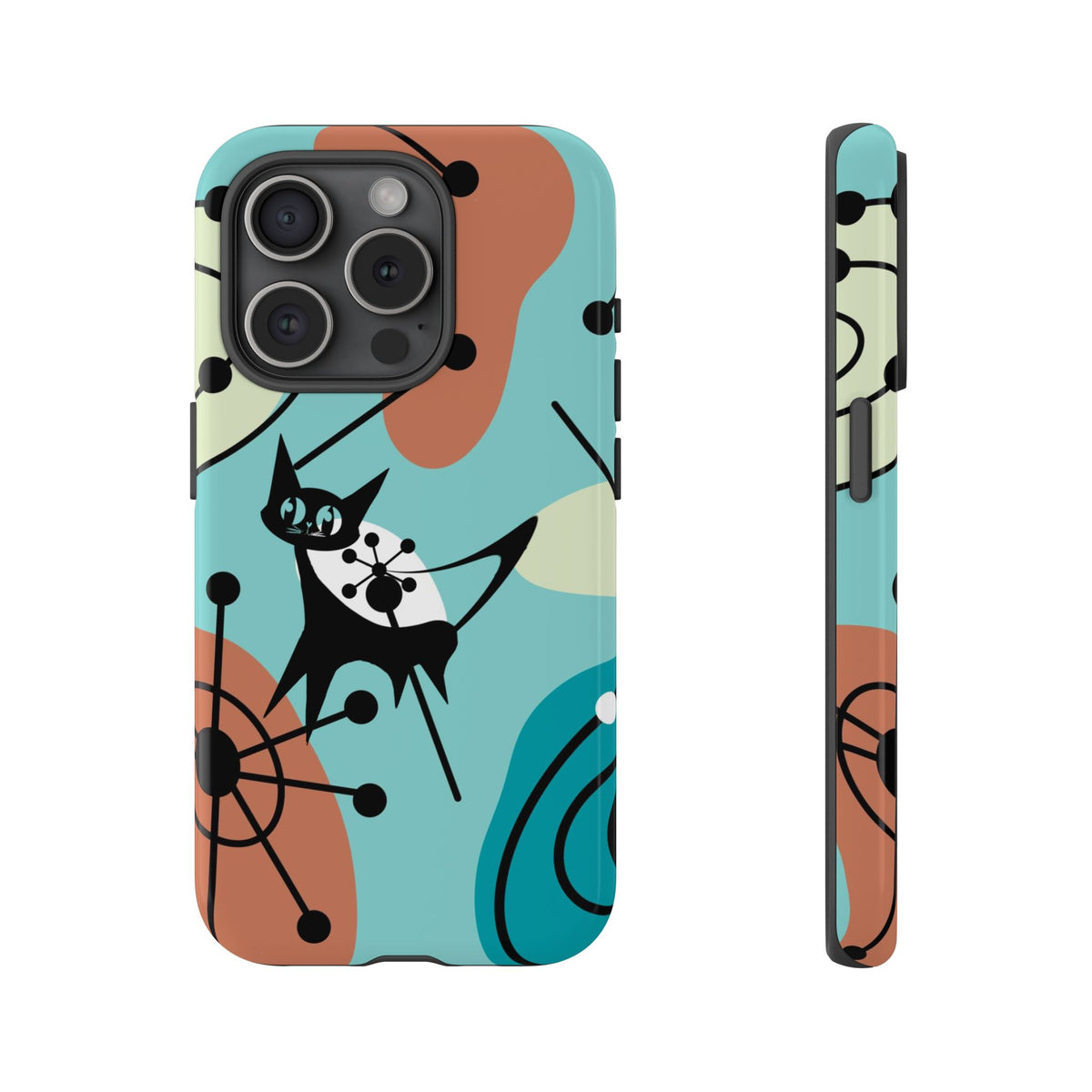 Atomic Kittie, Mid Century Modern Geometric Amoeba Retro Smart PhoneTough Phone