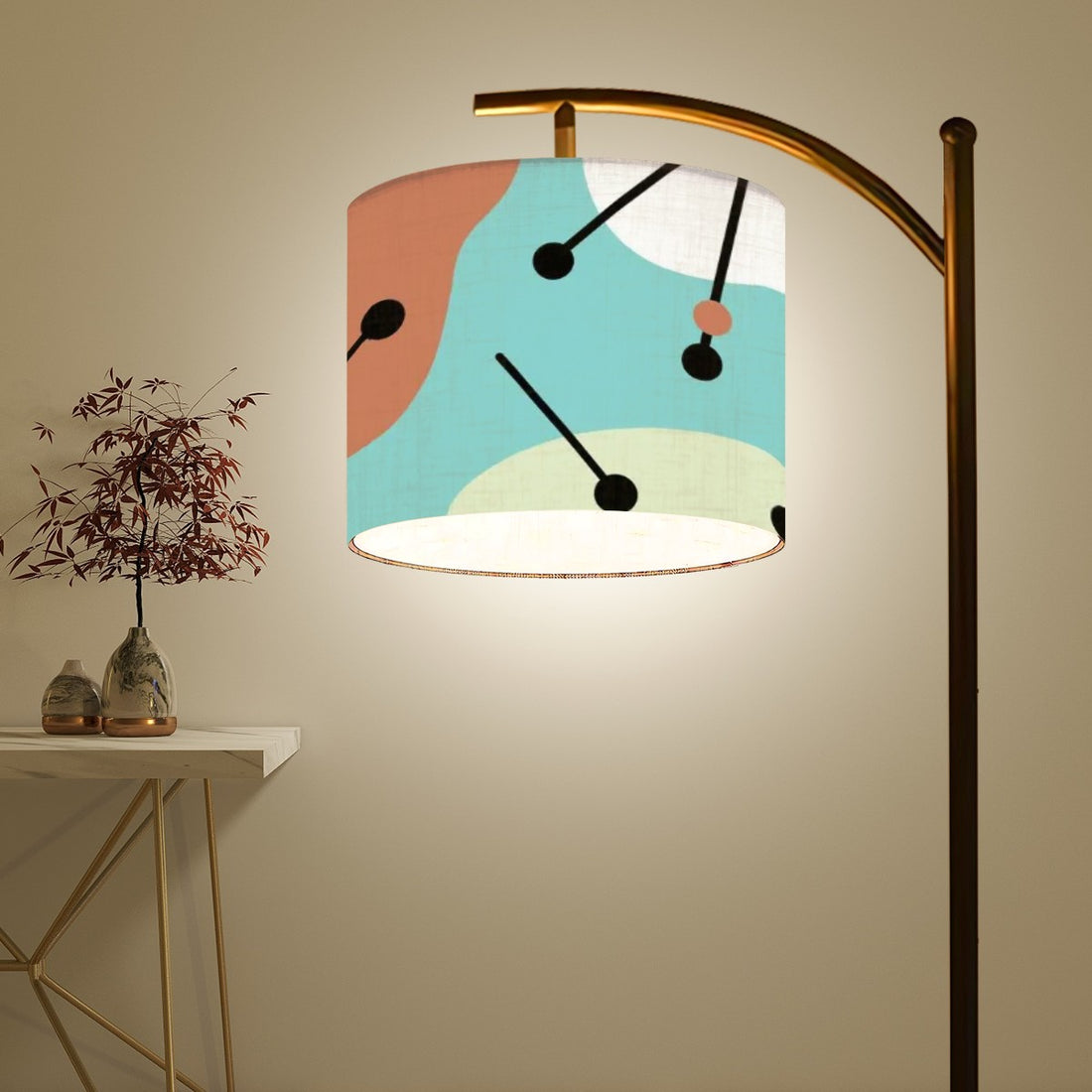 Mid Century Modern Amoeba Aqua Retro Arc Floor Lamp - Mid Century Modern Gal