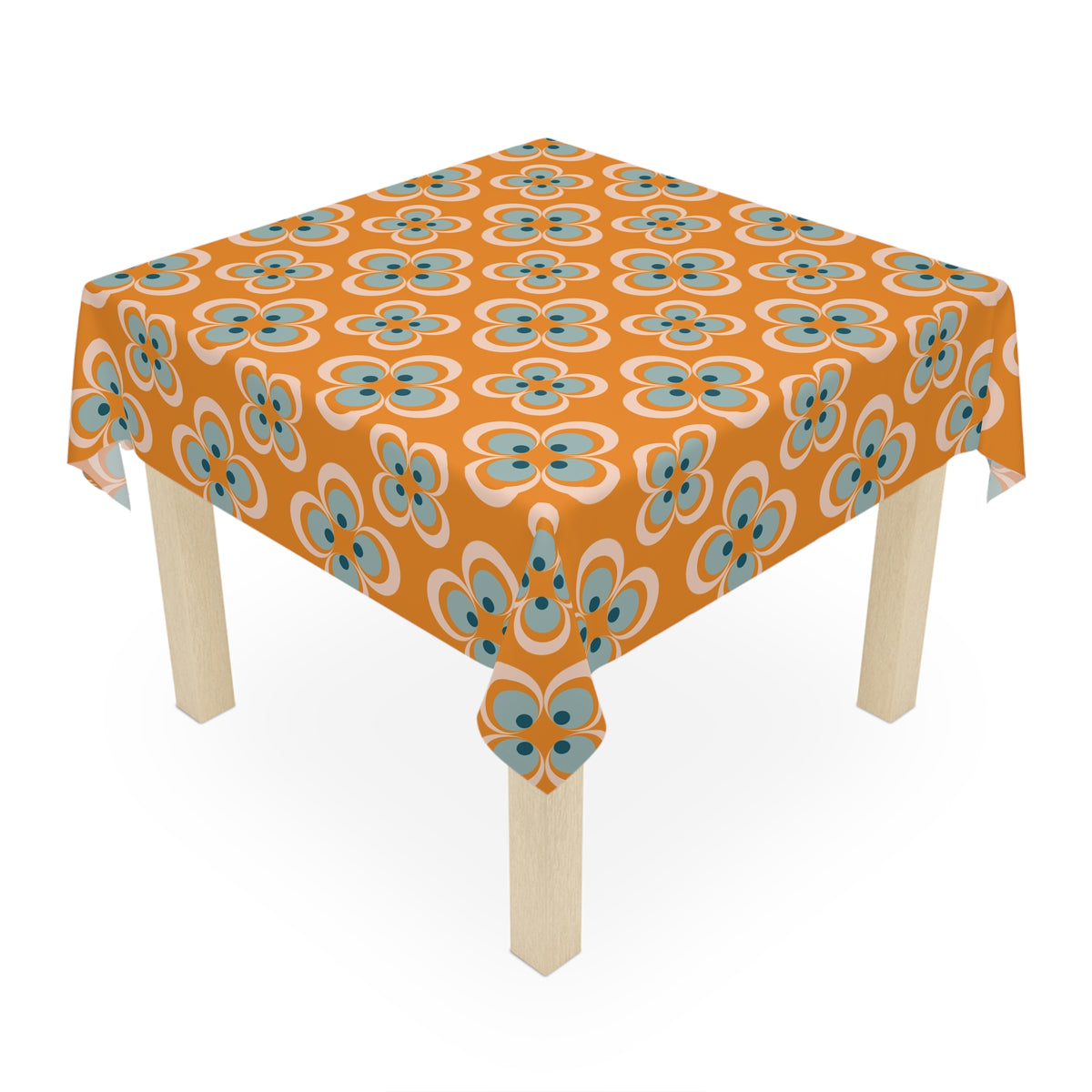 Mid Century Modern Scandinavian Designed Orange, Blue Mod Retro Tablecloth - Mid Century Modern Gal