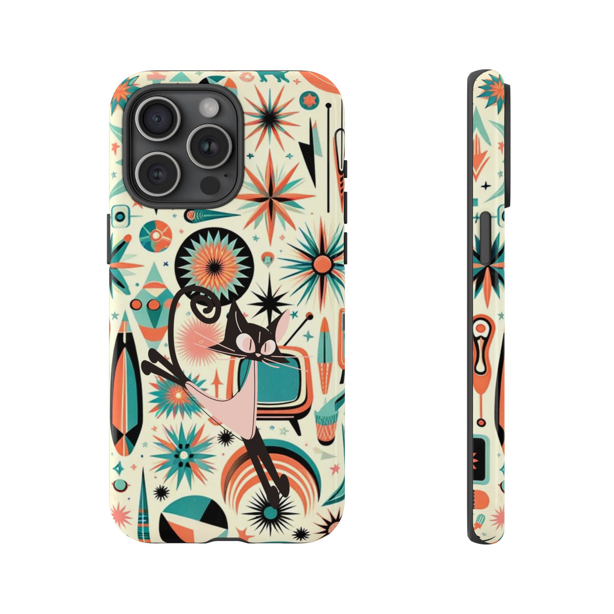 Atomic Kitty Boomerang Space Kitty Mid Century Modern Samsung, Smart Phone, Tough Cases