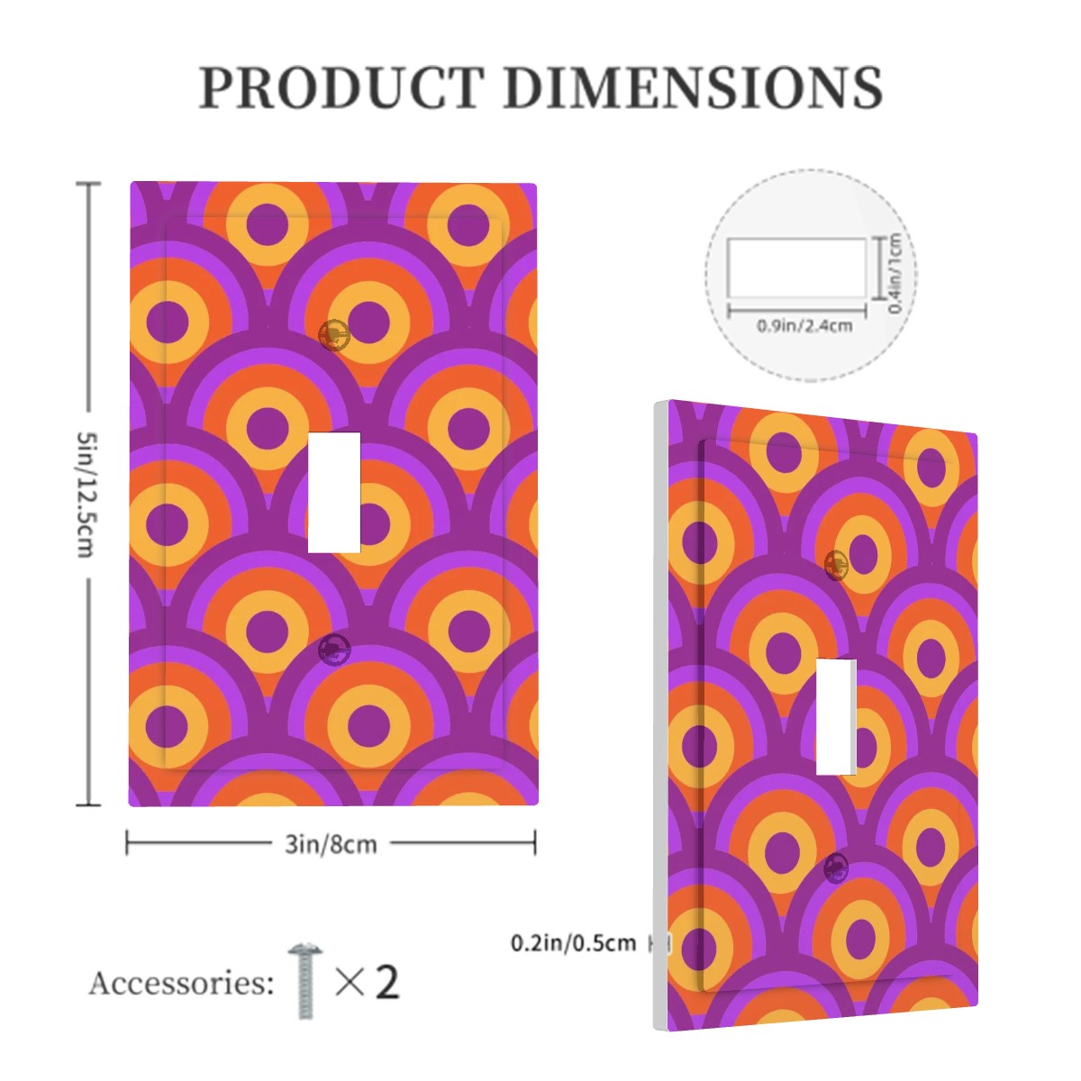 Modern Groovy Retro Orange, Purple Modern Switch Cover 1-Gang 1 Toggle