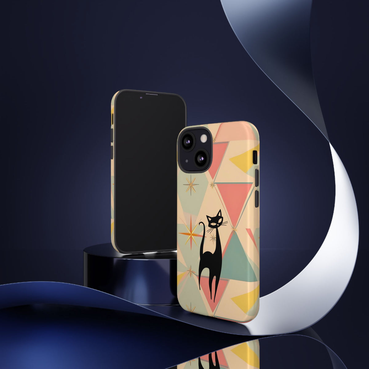 Atomic Cat Mid Mod Retro Cat Phone Case | Tough Cases with Vintage Vibe | Ideal for Cat Lovers
