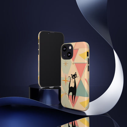 Atomic Cat Mid Mod Retro Cat Phone Case | Tough Cases with Vintage Vibe | Ideal for Cat Lovers