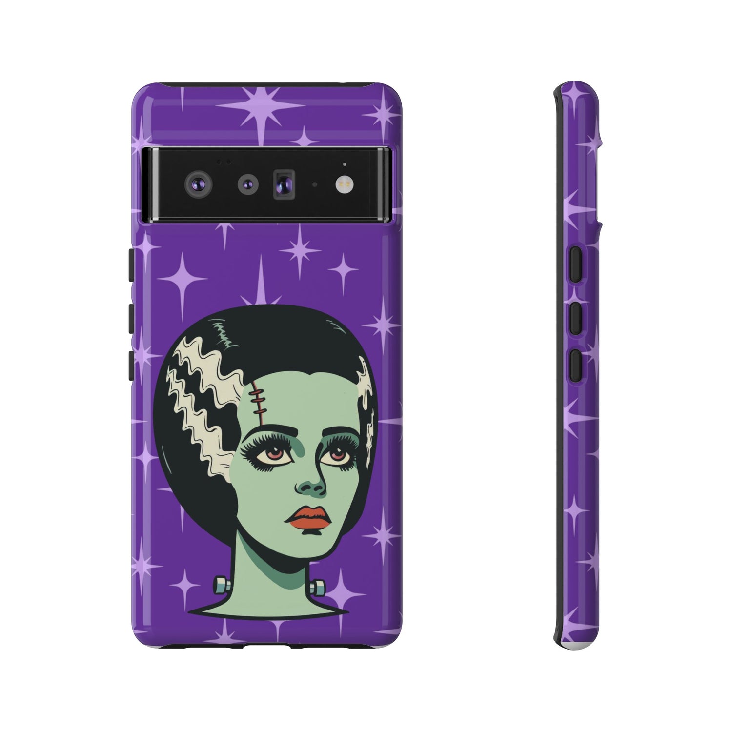 Bride of Frankenstein Retro Mid Mod Horror Buff Purple Halloween Tough Phone Case - Mid Century Modern Gal