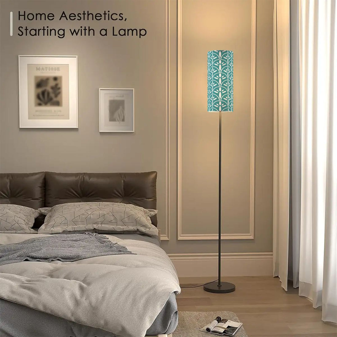 Art Deco Colorful Abstract Floor Lamp | Teal Blue Mid Century Modern Lighting - Mid Century Modern Gal