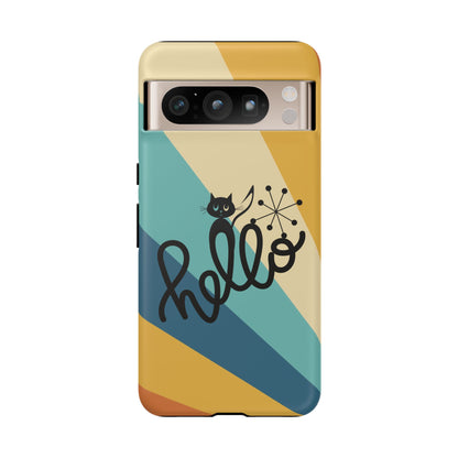 Atomic Groovy Cat, Retro, Kitschy, Hello Starburst, Mid Mod Smart Phone Tough Phone Cases