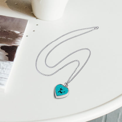 Mid Century Mod Atomic Cat Teal Blue Retro Sentimental Piece Pet Ashes Necklace - Mid Century Modern Gal
