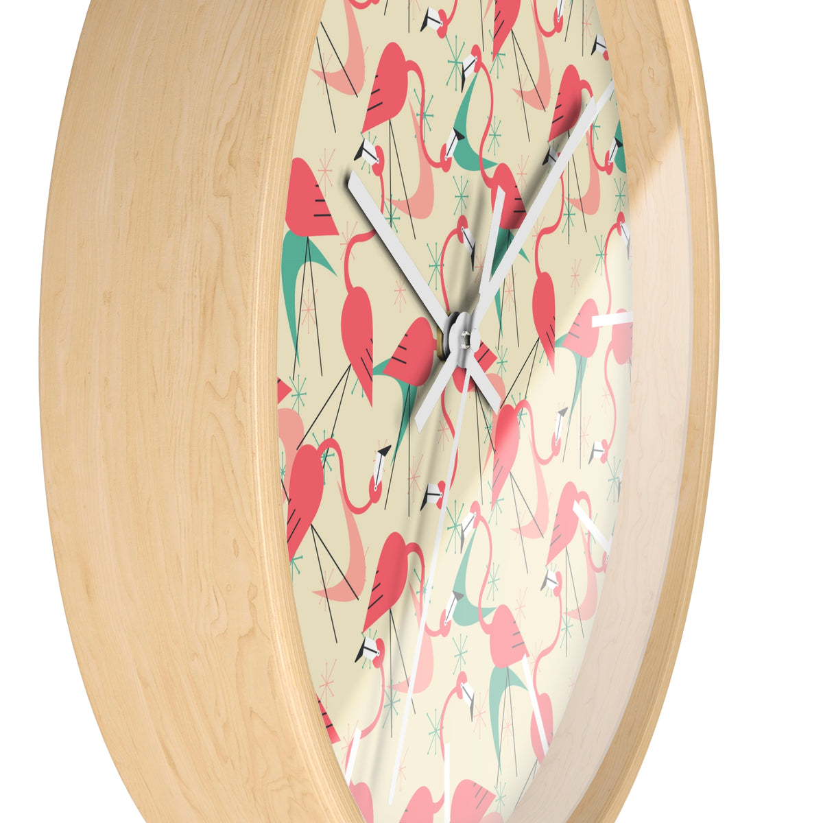 Mid Century Modern Flamingo Wall Clock, Kitschy Quirky Dancing Flamingos Fun Home Decor for Retro Summer Vibes - Mid Century Modern Gal
