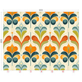 Scandinavian Floral Orange Blue, Green, Mid Mod Peel And Stick Wall Murals - Mid Century Modern Gal