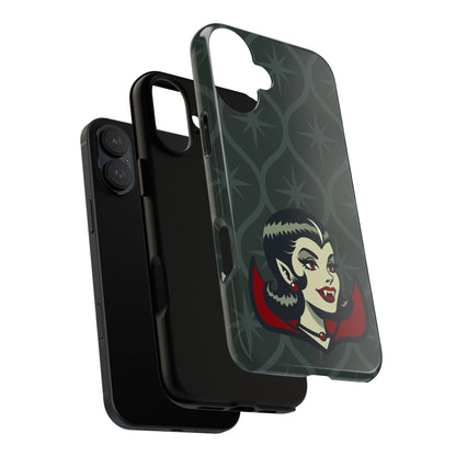 Vampire Dracula Girl Halloween Goth Horror Buff MCM Green Tough Phone Case
