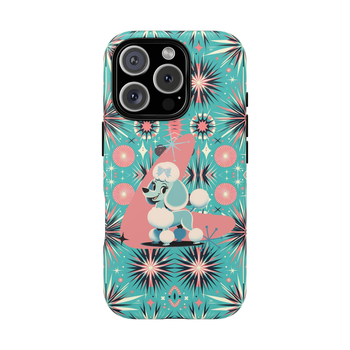 1950s Mid Century Modern Atomic Pink, Poodle Retro Smart Phone Tough Cases