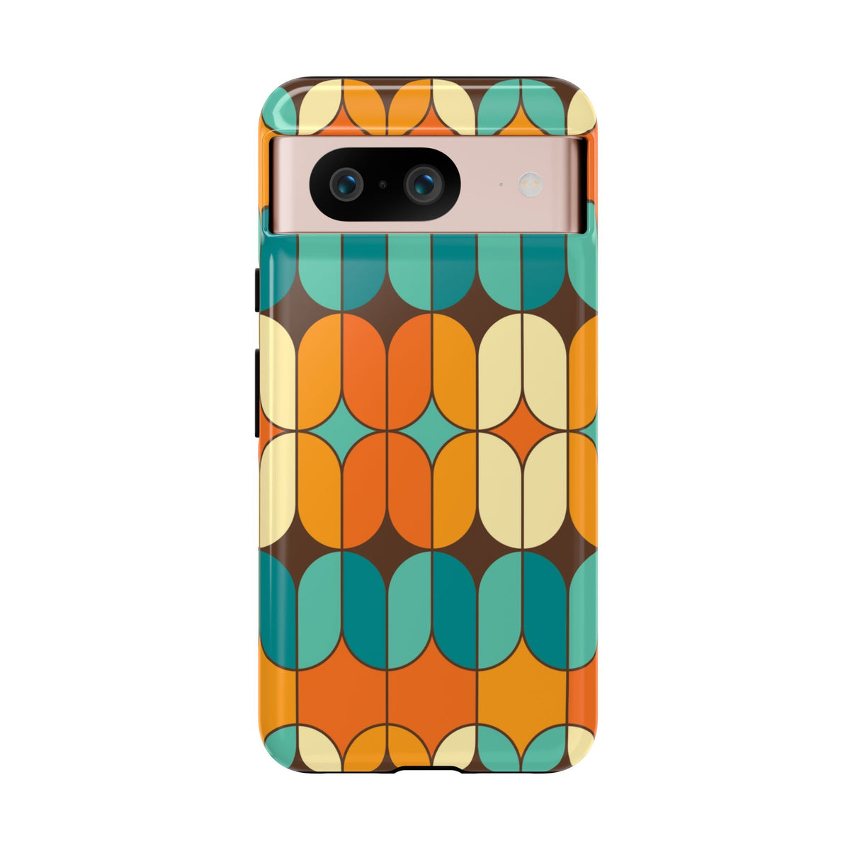 Mid Century Modern Orange, Teal Geometric Mod Designed Tough Phone Case