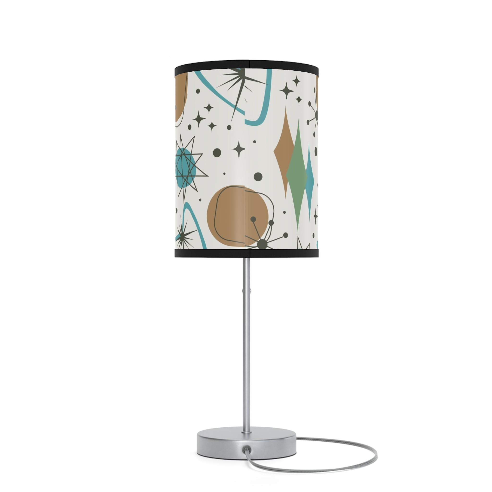 Mid Century Modern Table Lamp, Atomic Kitschy Cats, Starbursts Boomerang Themed Table Lamp - Mid Century Modern Gal