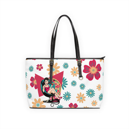 Mid Century Modern Gal Signature Handbag, Retro Mod Floral Spring Summer  Shoulder Bag | Atomic Cat Floral &amp; Retro Design - Mid Century Modern Gal