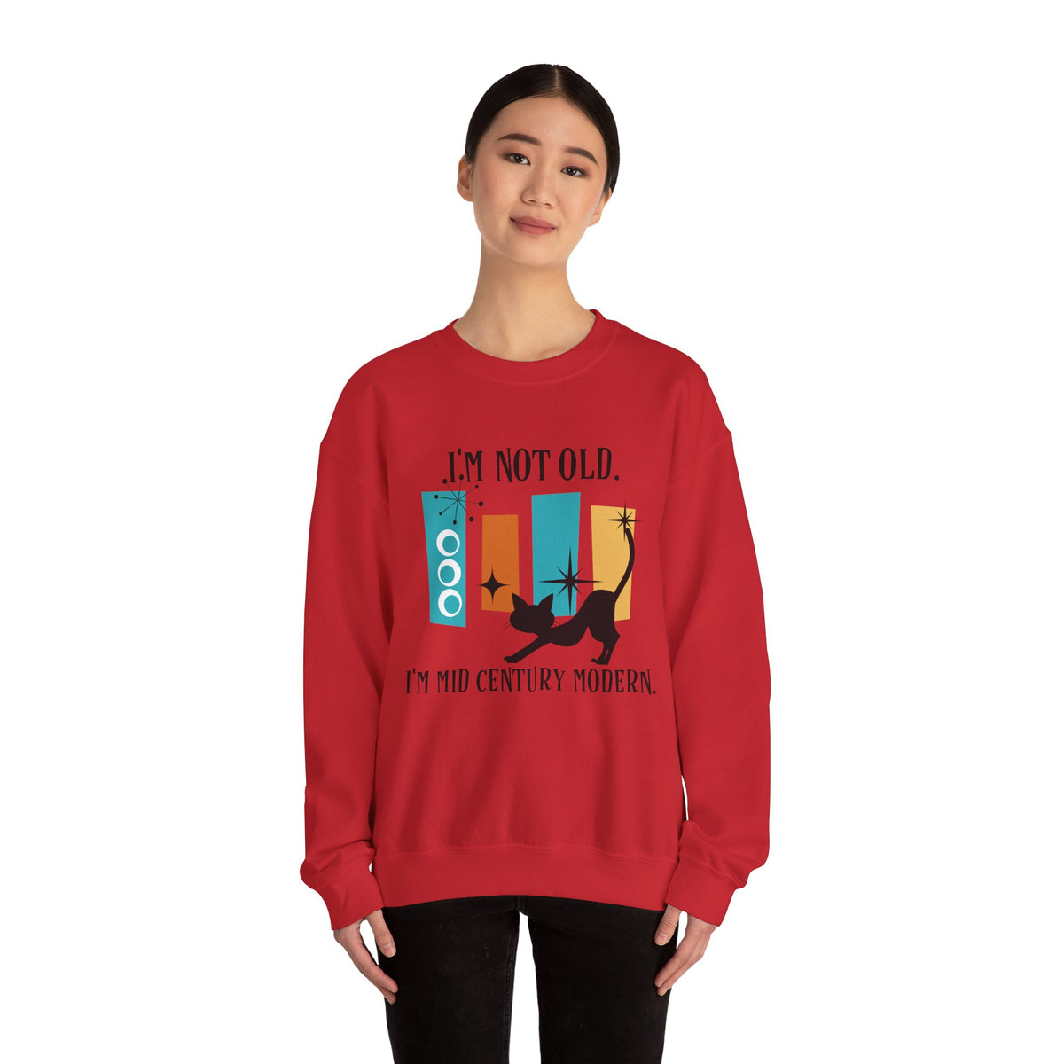 I'm Not Old, I'm Mid Century Modern, Atomic Cat, Geometric Retro Cool Original Tagline Mid Century Modern Gal Designs - Mid Century Modern Gal