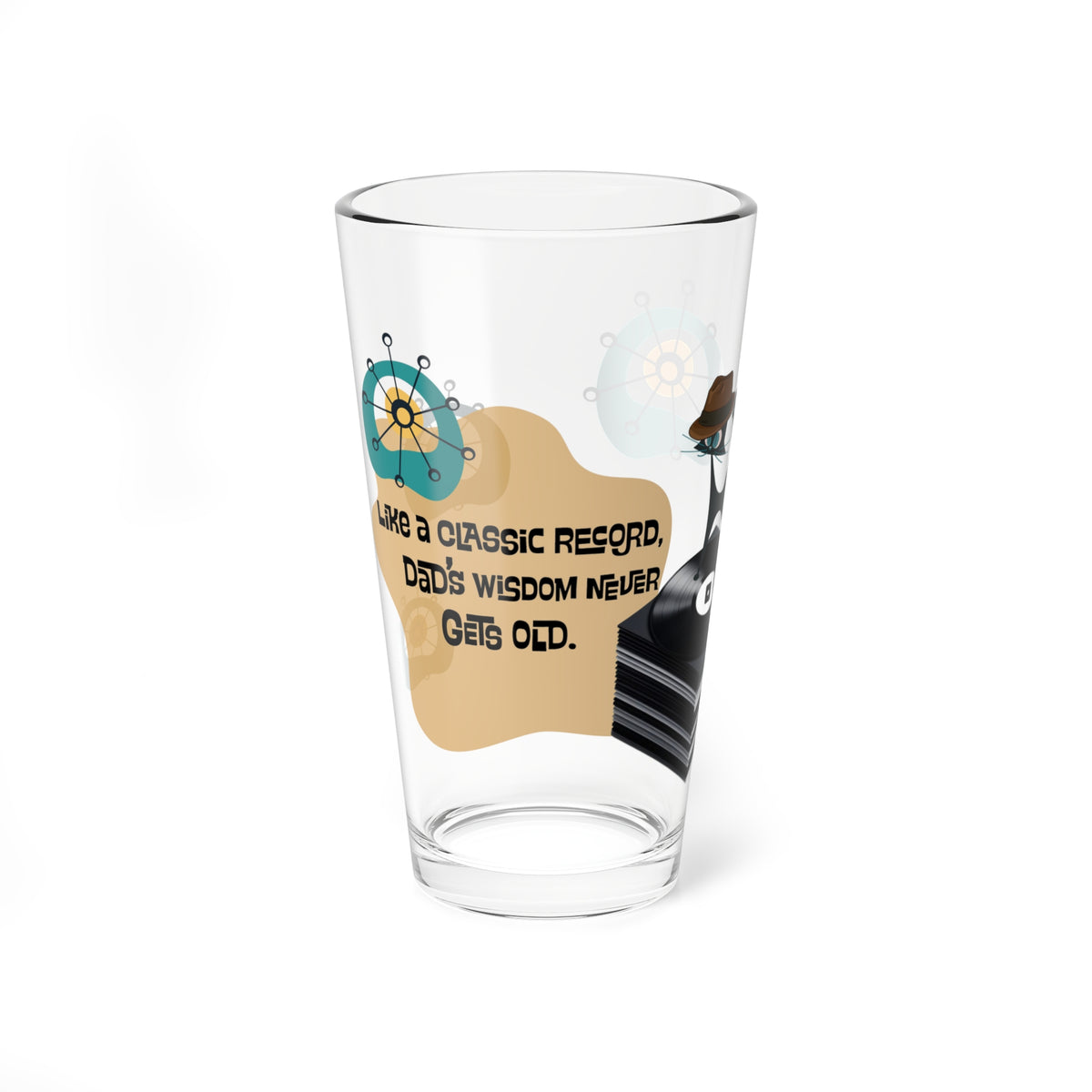 Dad's Beer Glass, Father's Day Gift, Dad Birthday, Mid Century Modern Atomic Cat, MCM Designed by MCM GAL - Mid Century Modern Gal