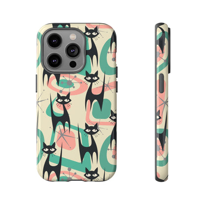 Atomic Cat Mid Century Modern Starburst Retro Kitsch Tough Phone Case - Mid Century Modern Gal