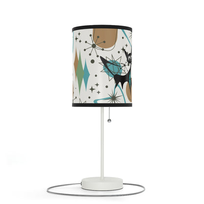 Mid Century Modern Table Lamp, Atomic Kitschy Cats, Starbursts Boomerang Themed Table Lamp - Mid Century Modern Gal