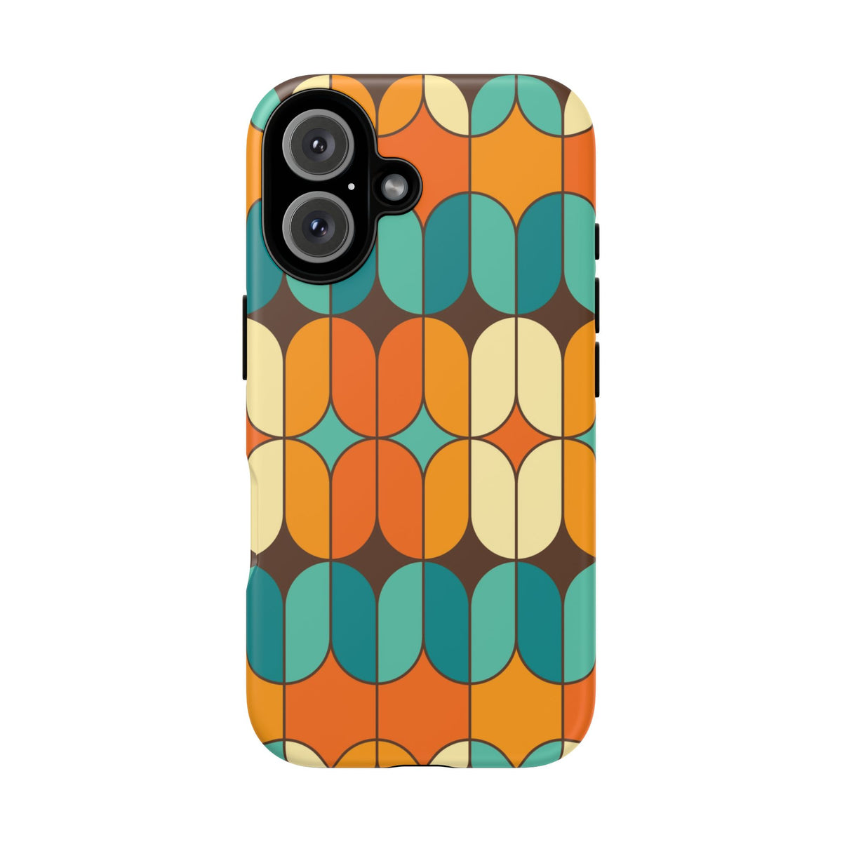 Mid Century Modern Orange, Teal Geometric Mod Designed Tough Phone Case