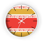 Pyrex Friendship Retro Pattern Wall Clock – Red, Mustard Yellow White Kitschy Wall Clock - Mid Century Modern Gal