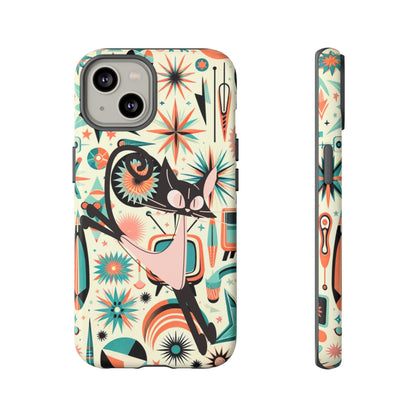 Atomic Kitty Boomerang Space Kitty Mid Century Modern Samsung, Smart Phone, Tough Cases