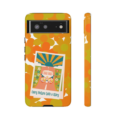 Retro Phone Case, Orange Flower Power, Polaroid Picture, Mod Smart Phone Tough Phone Cases