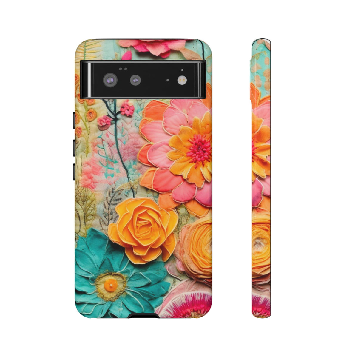 Boho Retro Floral Faux Pressed Flowers Smart Phone Tough Phone Cases
