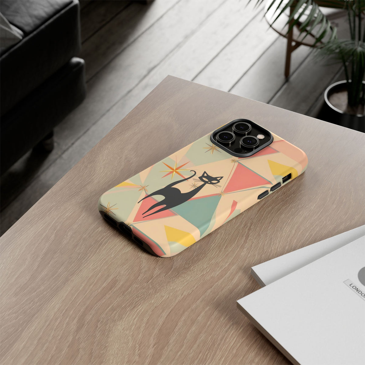 Atomic Cat Mid Mod Retro Cat Phone Case | Tough Cases with Vintage Vibe | Ideal for Cat Lovers