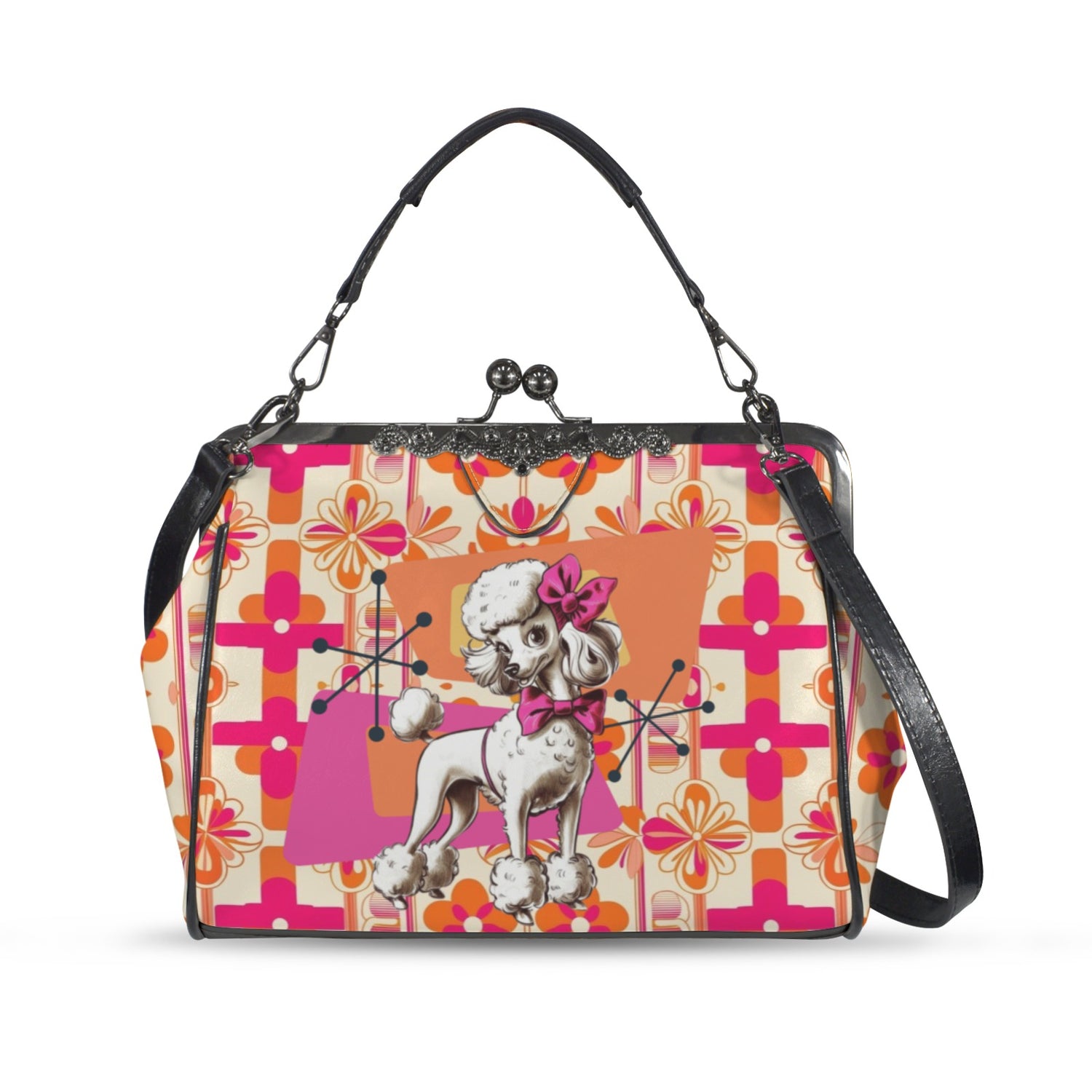Atomic 50s Poodle Mid Century Modern Kisslock Crossbody Purse - Mid Century Modern Gal