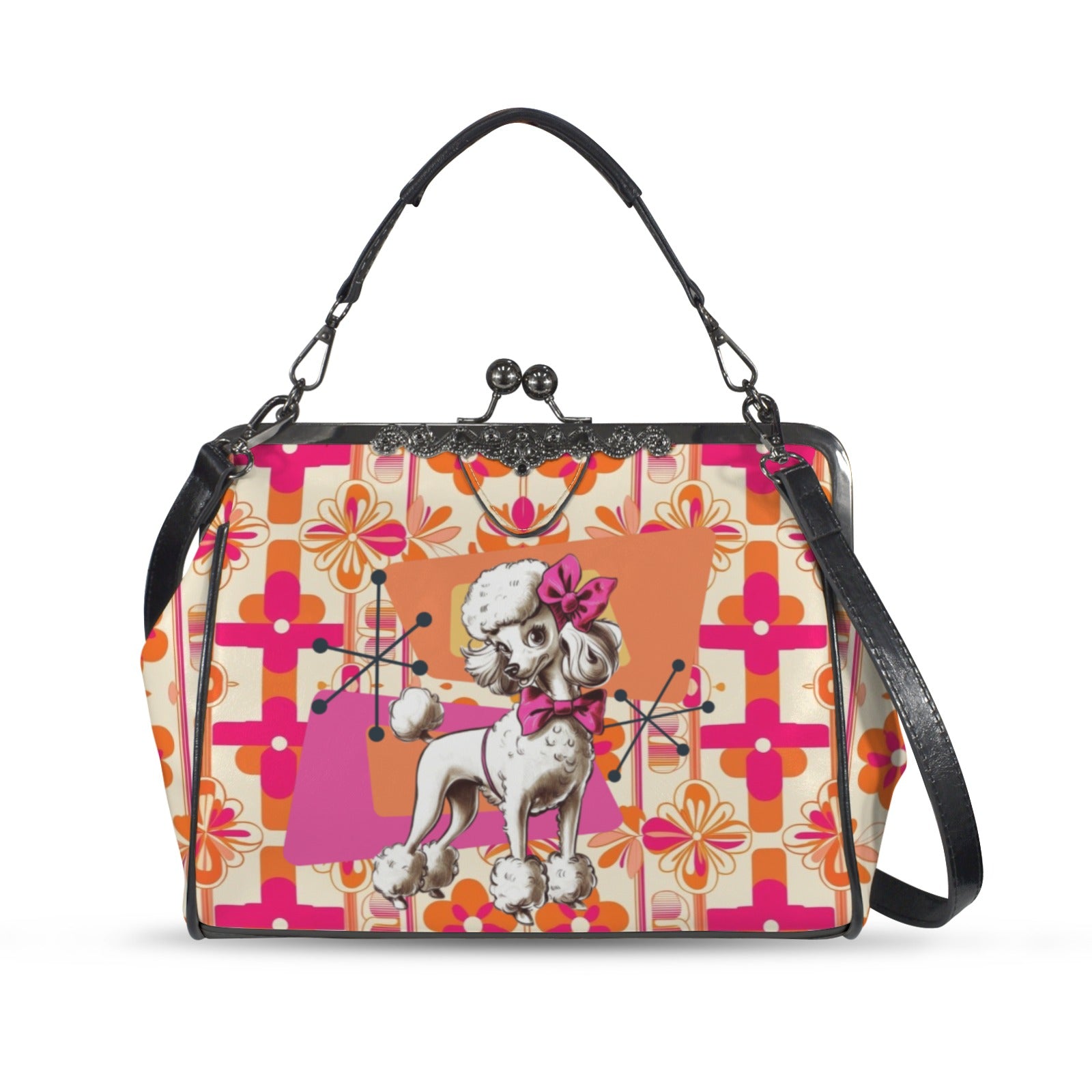 Atomic 50s Poodle Mid Century Modern Kisslock Crossbody Purse - Mid Century Modern Gal