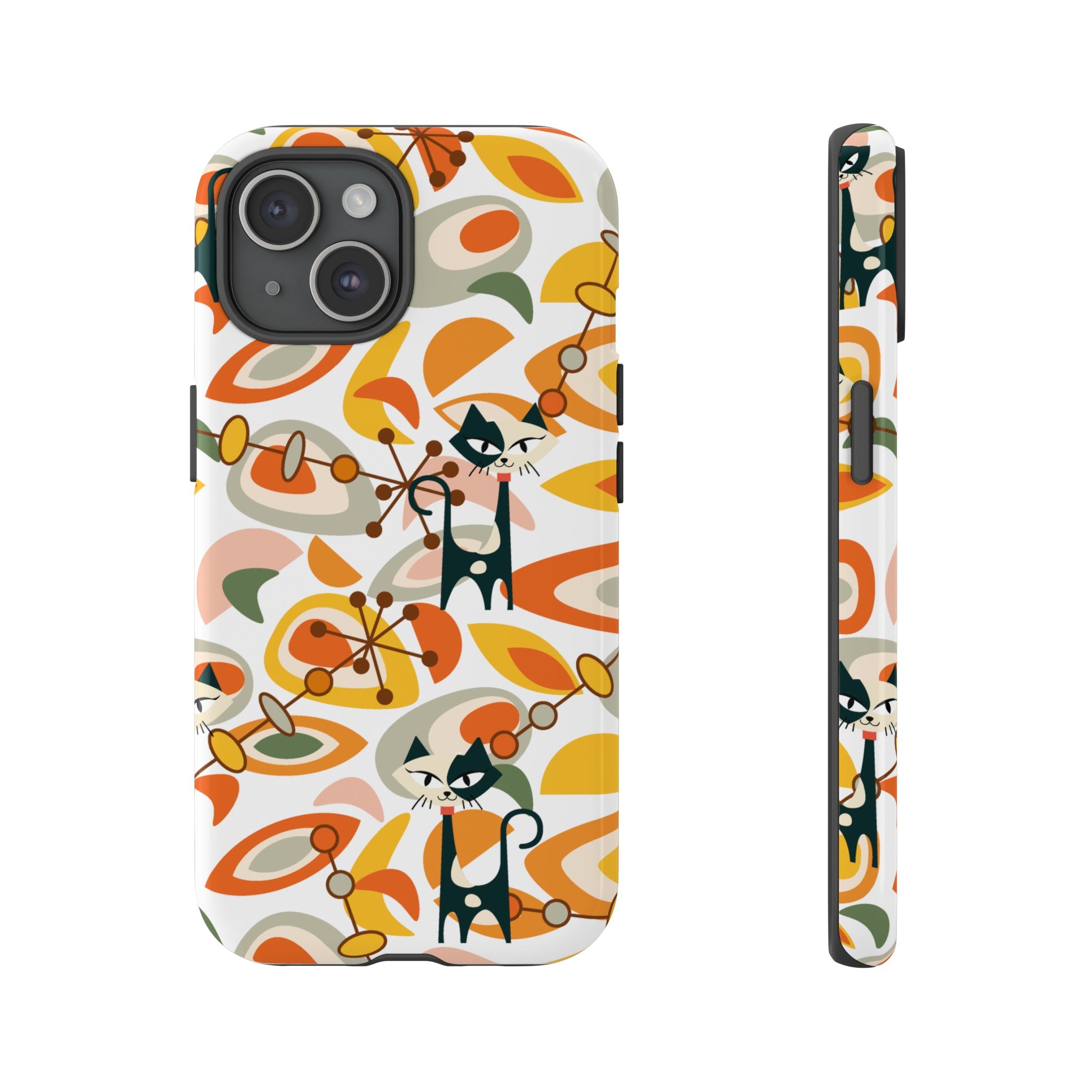 Atomic Cat Mid Mod Orange, Yellow, Groovy Cat Smart Phone Tough Cases