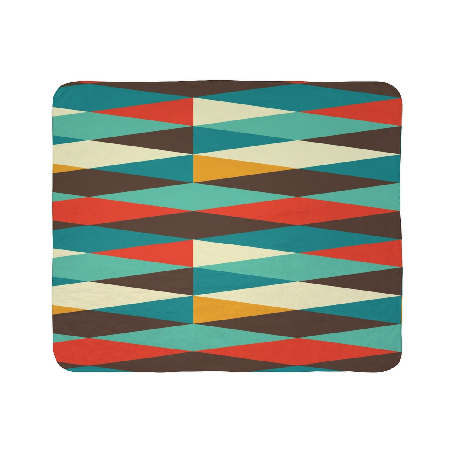 Mid Century Modern, Geometric, Retro, Mod, Teal Blue, Mustard Yellow, Chocolate Brown, Burnt Orange, Sherpa Blanket - Mid Century Modern Gal