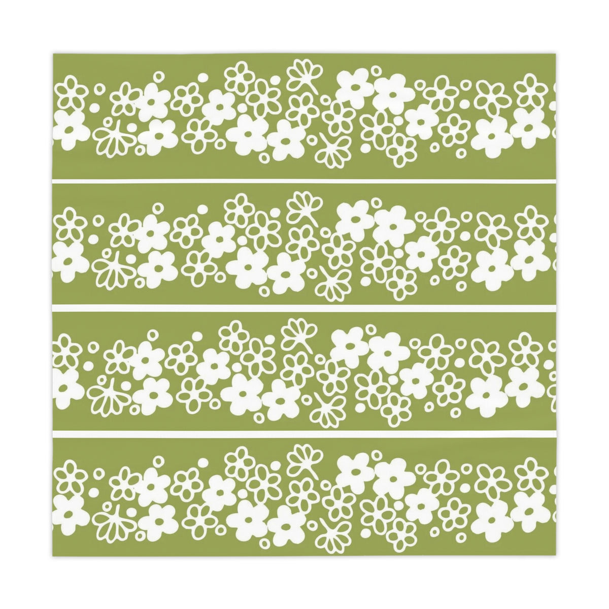 Spring Blossom Pyrex Daisy, Green Retro Tablecloth - Mid Century Modern Gal